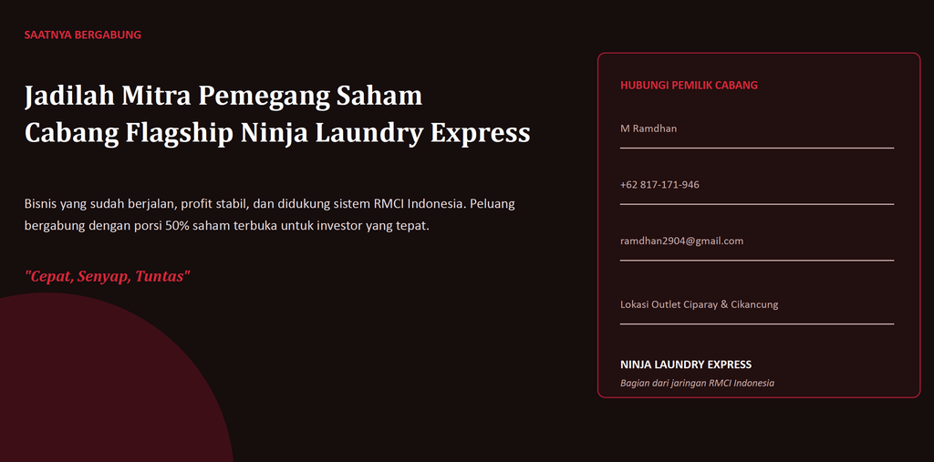 Ninja Laundry Majalaya (Saham Kepemilikan)